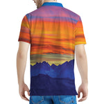 Sunset Mountain Print Men's Polo Shirt