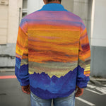 Sunset Mountain Print Men's Shirt Jacket