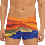 Sunset Mountain Print Men's Short Boxer Briefs