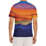 Sunset Mountain Print Men's Short Sleeve Rash Guard