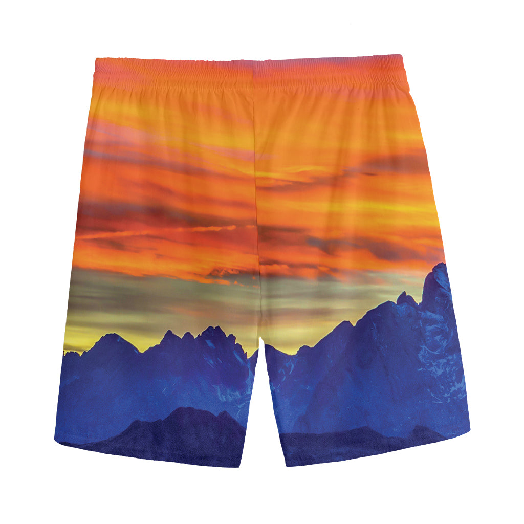 Sunset Mountain Print Men's Sports Shorts