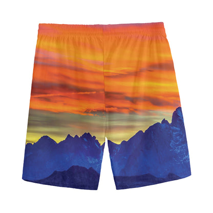 Sunset Mountain Print Men's Sports Shorts