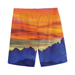 Sunset Mountain Print Men's Sports Shorts