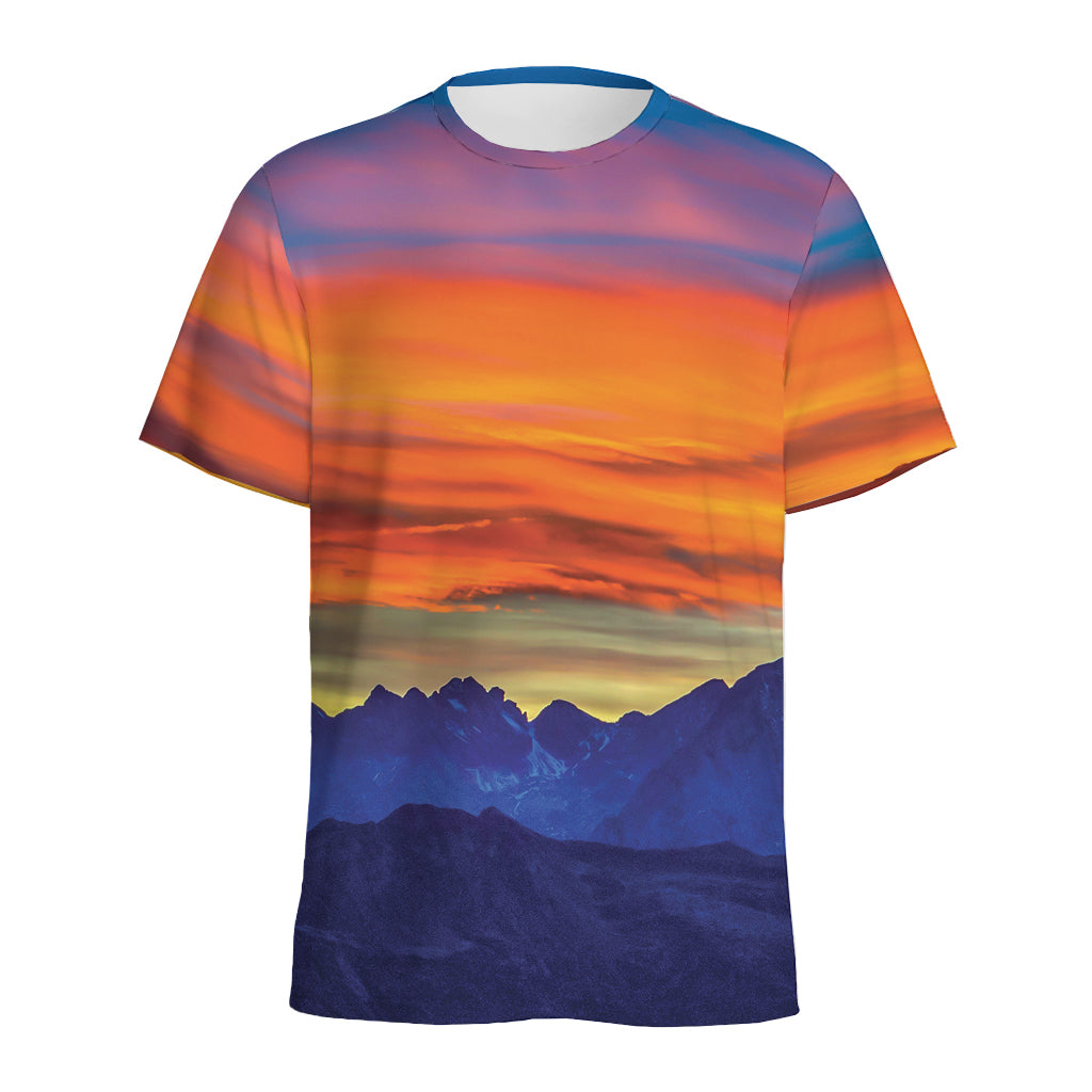 Sunset Mountain Print Men's Sports T-Shirt