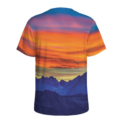 Sunset Mountain Print Men's Sports T-Shirt