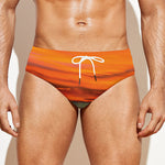 Sunset Mountain Print Men's Swim Briefs