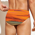 Sunset Mountain Print Men's Swim Briefs