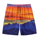 Sunset Mountain Print Men's Swim Trunks