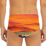 Sunset Mountain Print Men's Triangle Swim Briefs