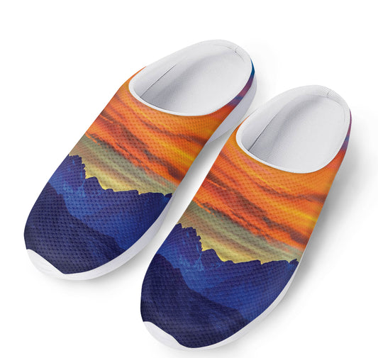 Sunset Mountain Print Mesh Casual Shoes