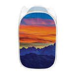 Sunset Mountain Print Mesh Laundry Hamper