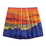 Sunset Mountain Print Mesh Shorts