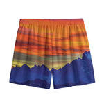 Sunset Mountain Print Mesh Shorts