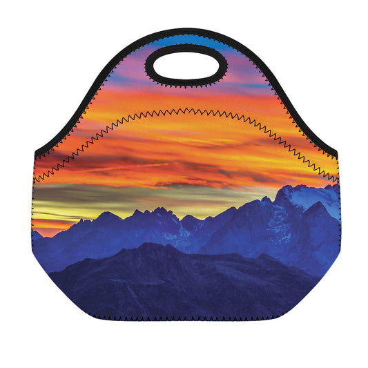 Sunset Mountain Print Neoprene Lunch Bag