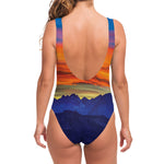Sunset Mountain Print One Piece Swimsuit