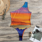 Sunset Mountain Print One Shoulder Bodysuit