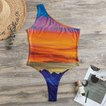 Sunset Mountain Print One Shoulder Bodysuit