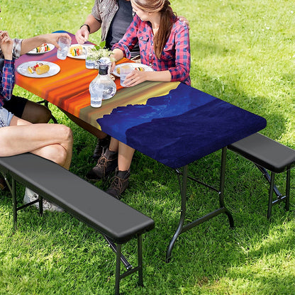 Sunset Mountain Print Picnic Table Cover