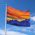 Sunset Mountain Print Polyester Flag