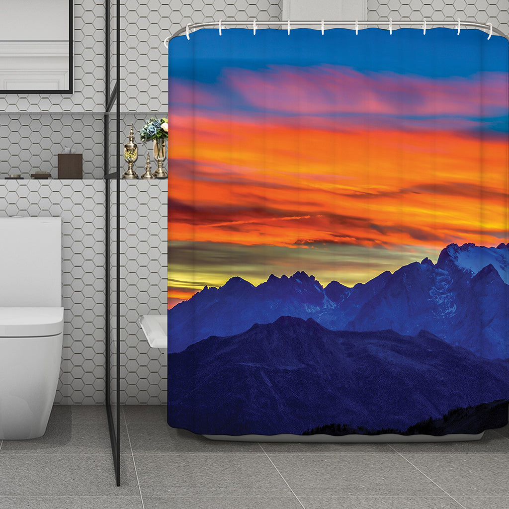 Sunset Mountain Print Polyester Shower Curtain