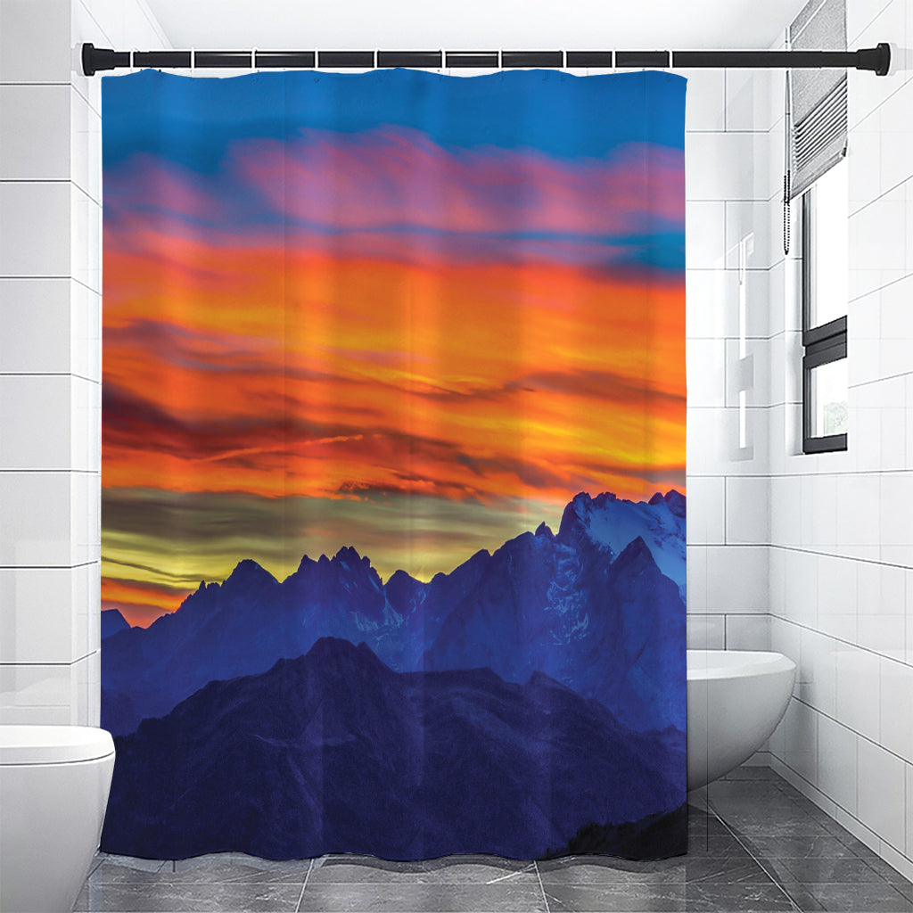 Sunset Mountain Print Premium Shower Curtain