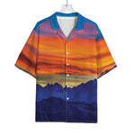 Sunset Mountain Print Rayon Hawaiian Shirt