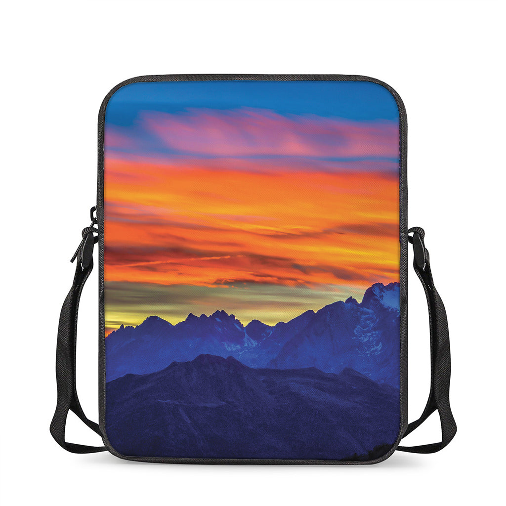 Sunset Mountain Print Rectangular Crossbody Bag