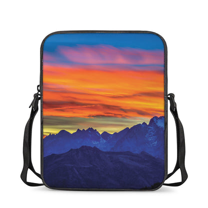 Sunset Mountain Print Rectangular Crossbody Bag
