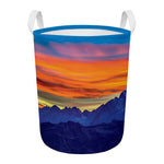 Sunset Mountain Print Round Laundry Basket