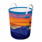 Sunset Mountain Print Round Laundry Basket