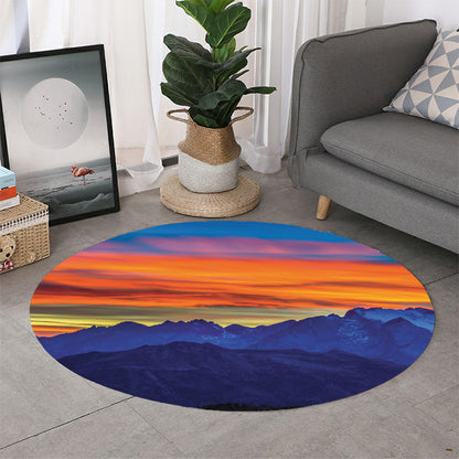 Sunset Mountain Print Round Rug