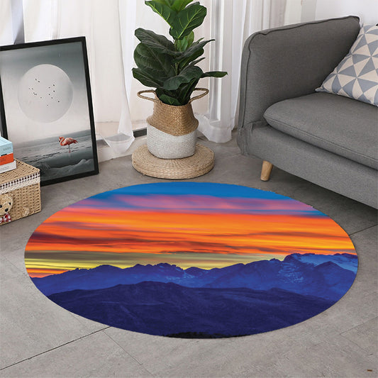 Sunset Mountain Print Round Rug