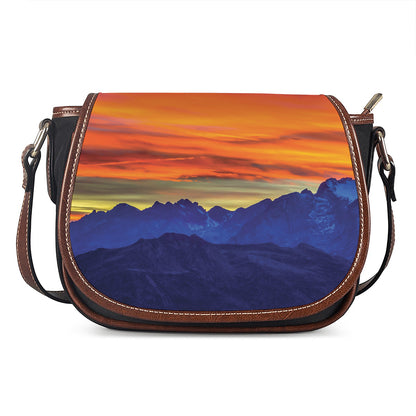 Sunset Mountain Print Saddle Bag