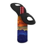 Sunset Mountain Print Single Neoprene Wine Tote