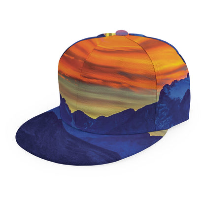 Sunset Mountain Print Snapback Cap