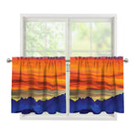 Sunset Mountain Print Tier Curtains