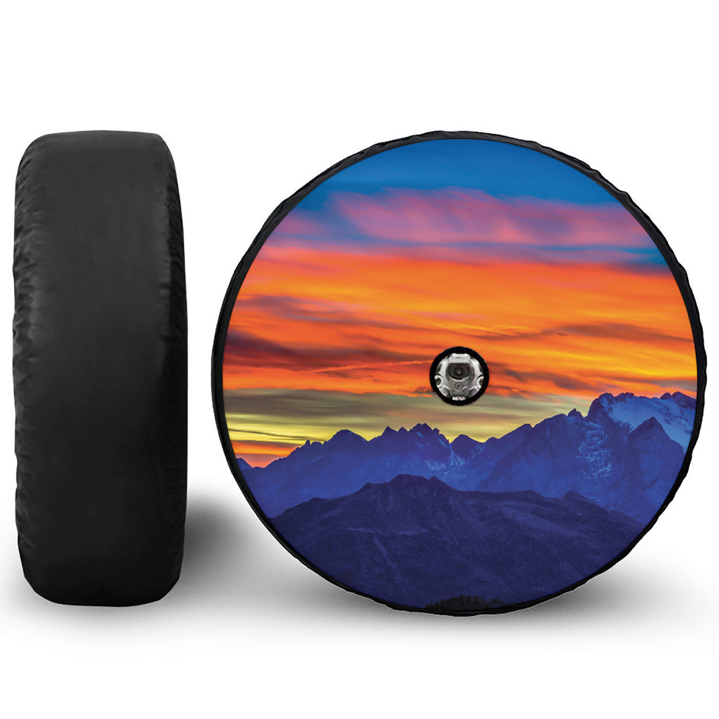 Sunset Mountain Print Tire Cover With Camera Hole