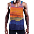 Sunset Mountain Print Men's Workout Tank Top