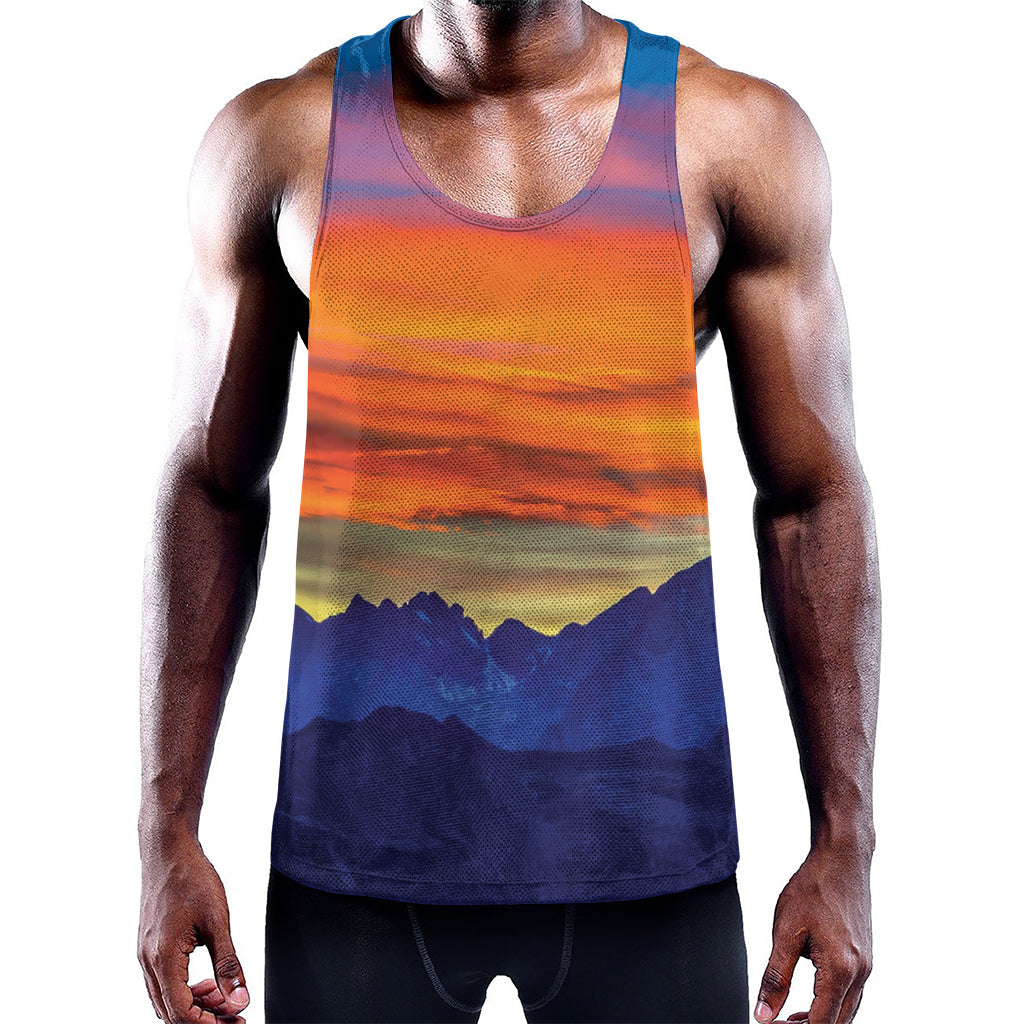 Sunset Mountain Print Training Tank Top