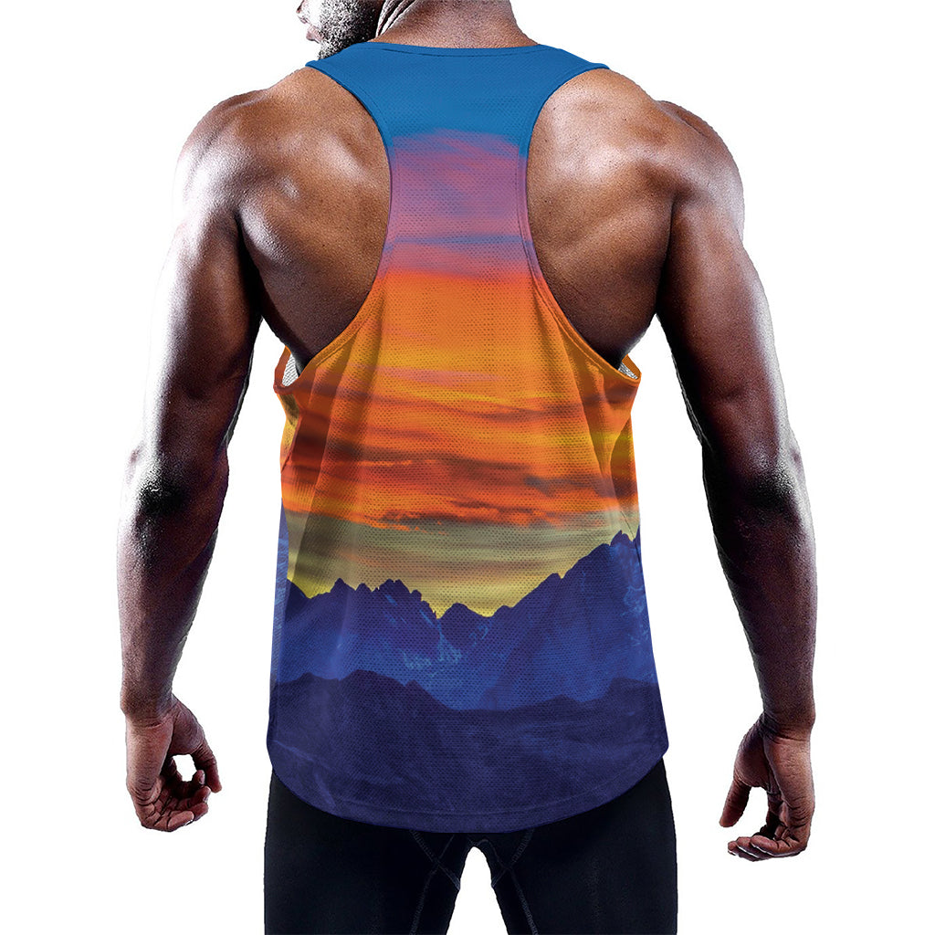 Sunset Mountain Print Training Tank Top