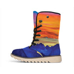 Sunset Mountain Print Winter Boots