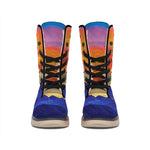 Sunset Mountain Print Winter Boots