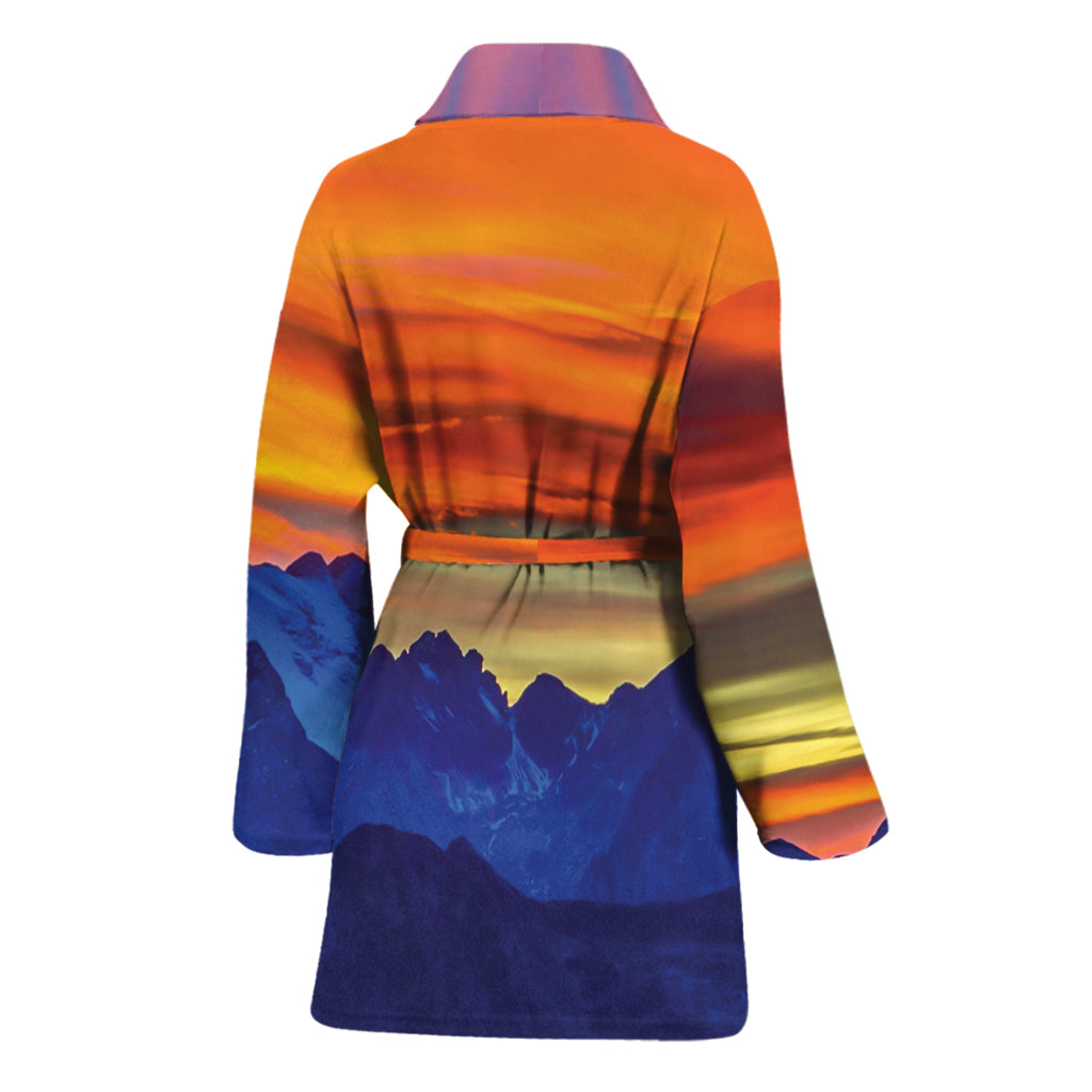 Sunset Mountain Print Women's Bathrobe
