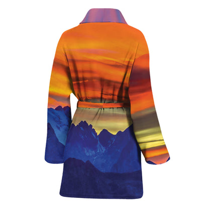 Sunset Mountain Print Women's Bathrobe