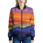 Sunset Mountain Print Women's Bomber Jacket