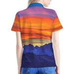 Sunset Mountain Print Women's Polo Shirt