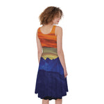 Sunset Mountain Print Women's Sleeveless Dress