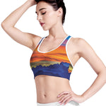 Sunset Mountain Print Women's Sports Bra