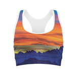 Sunset Mountain Print Women's Sports Bra