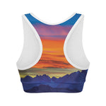 Sunset Mountain Print Women's Sports Bra